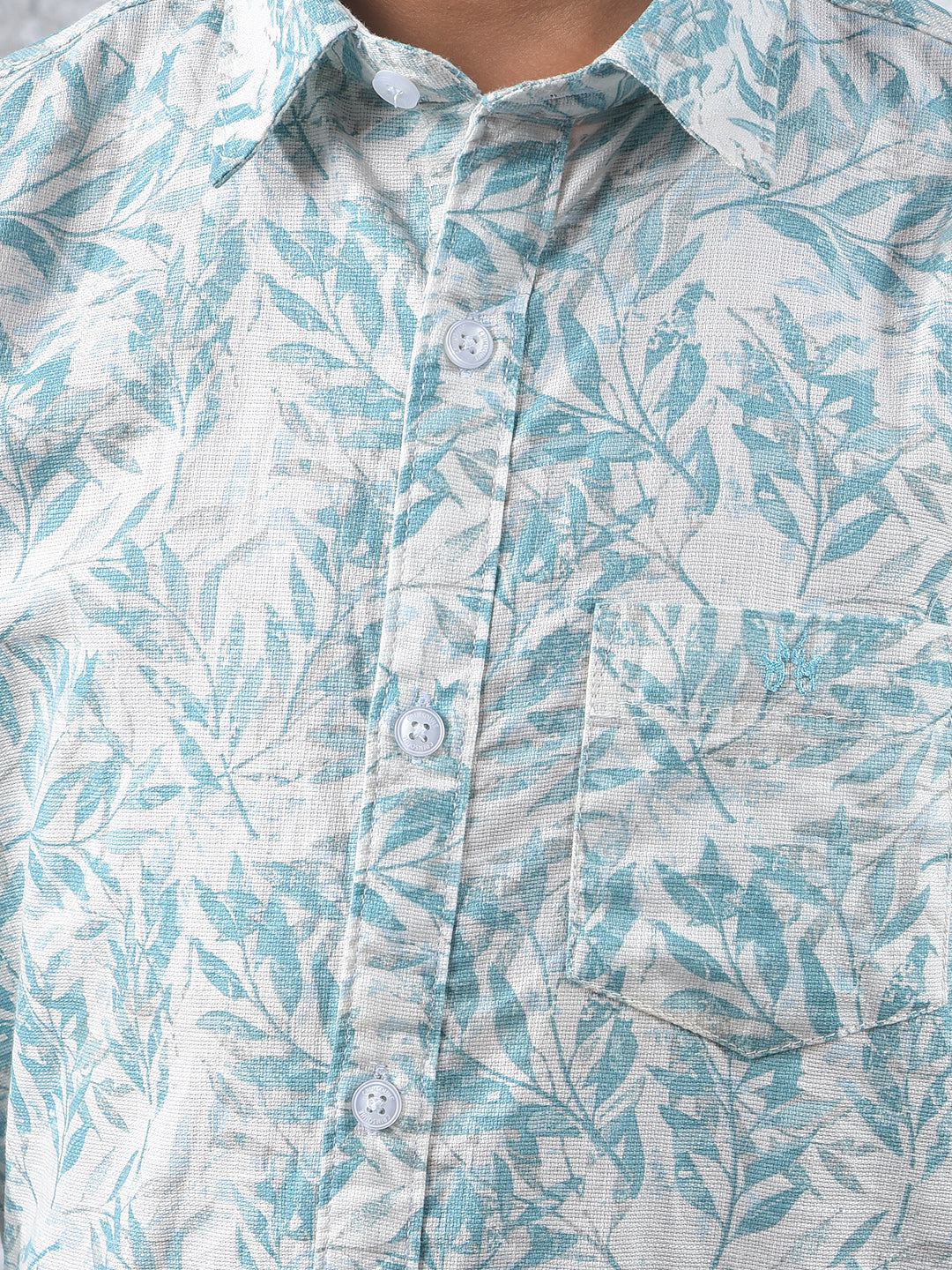 Blue Floral Print 100% Cotton Kurta