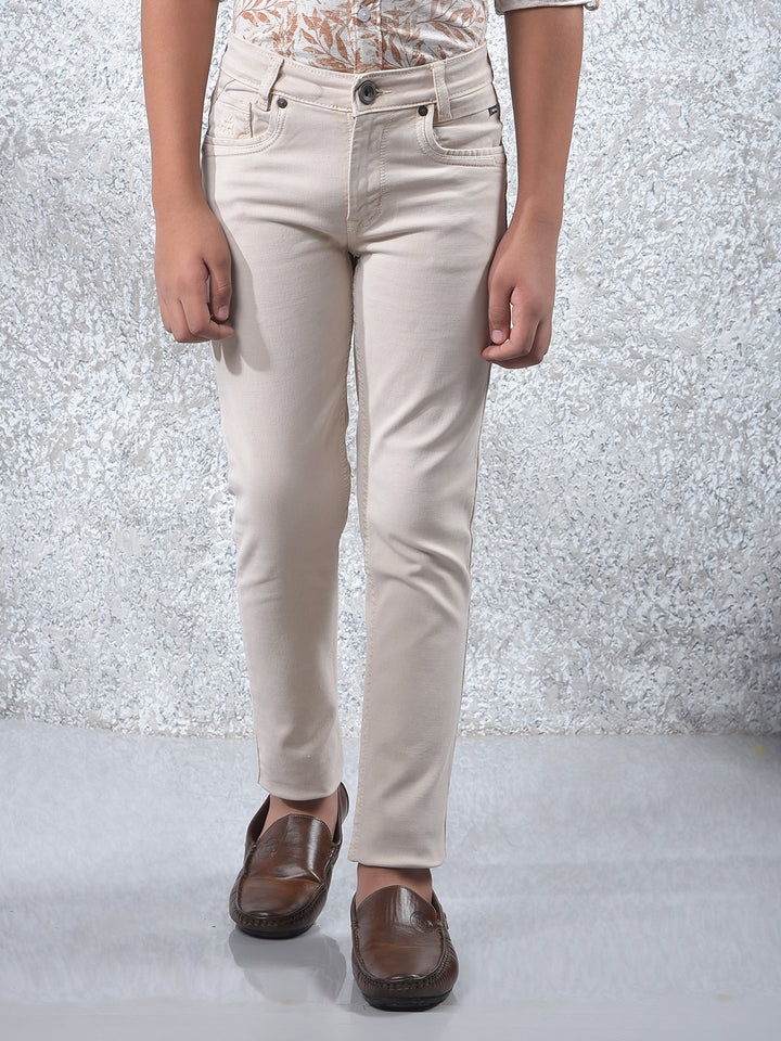 Stylish Beige Slim Fit Jeans