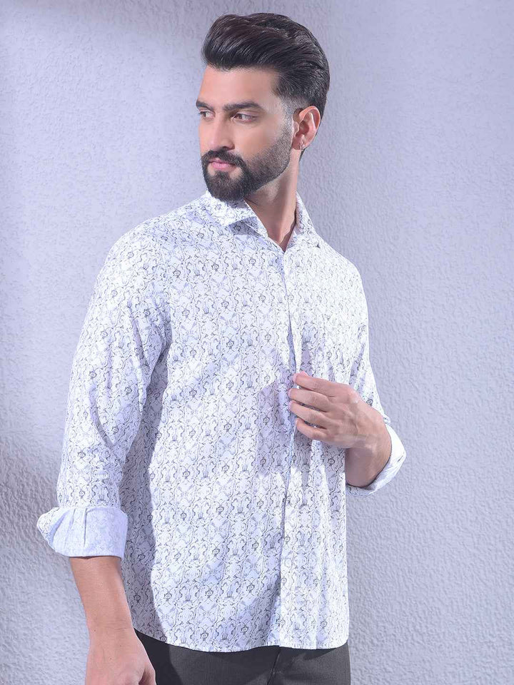 White Printed Modal Shirt