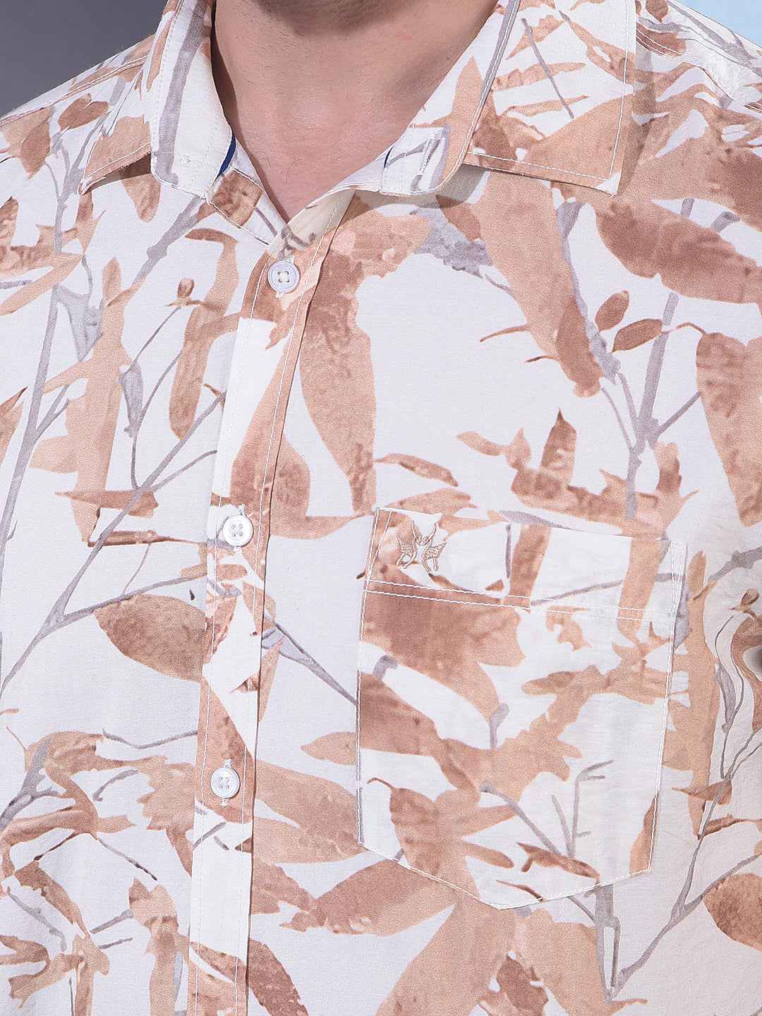 Brown Floral Print Shirt