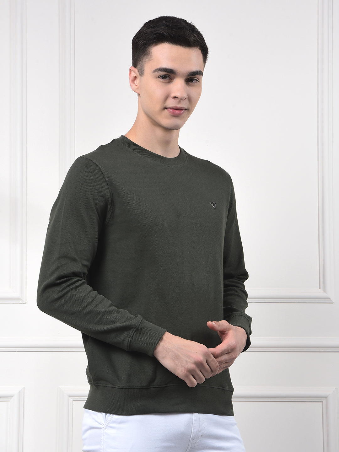 Green Jacquard 100% Cotton Sweatshirt