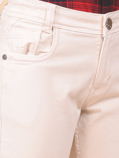 Stylish Beige Slim Fit Jeans