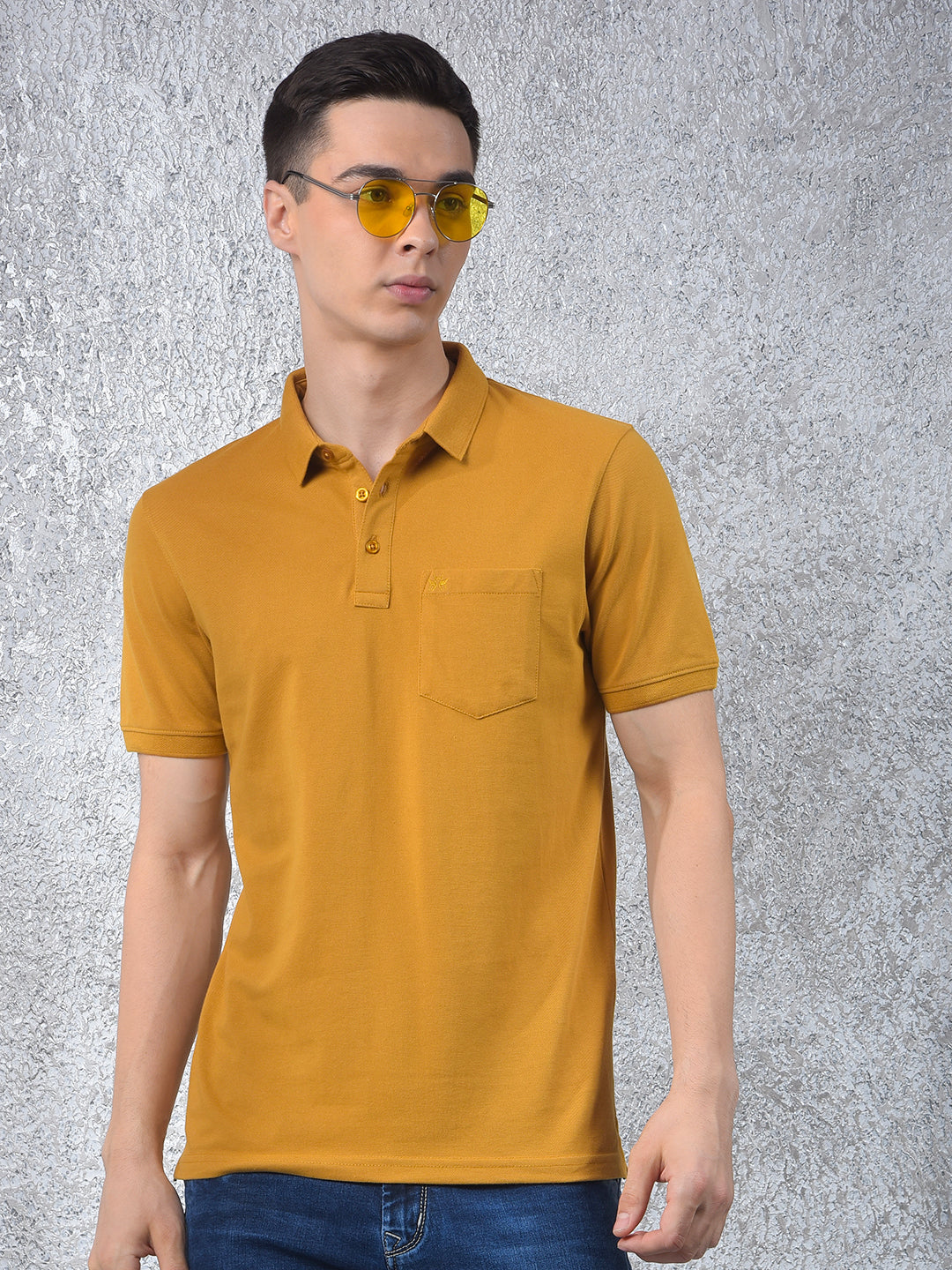 Mustard Polo Neck T-Shirt