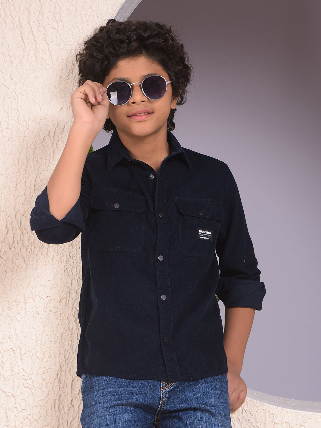 Blue 100% Cotton Corduory Shirt