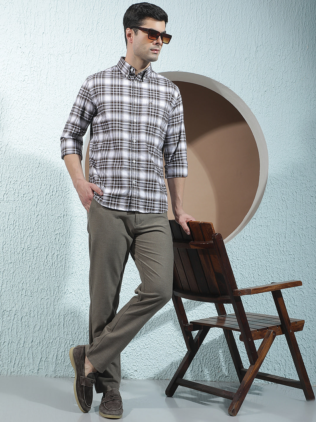 Brown 100% Cotton Checked Shirt