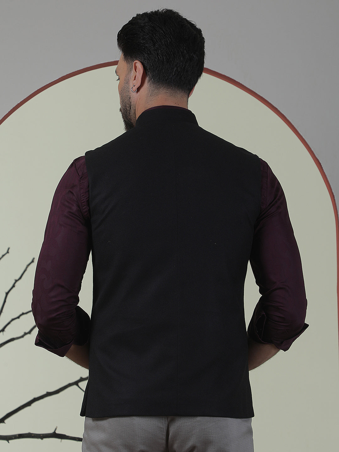 Jet Black Sleeveless Waistcoat