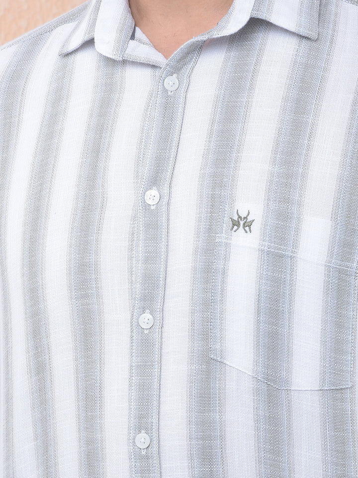 Grey Vertical Stripes 100% Cotton Shirt