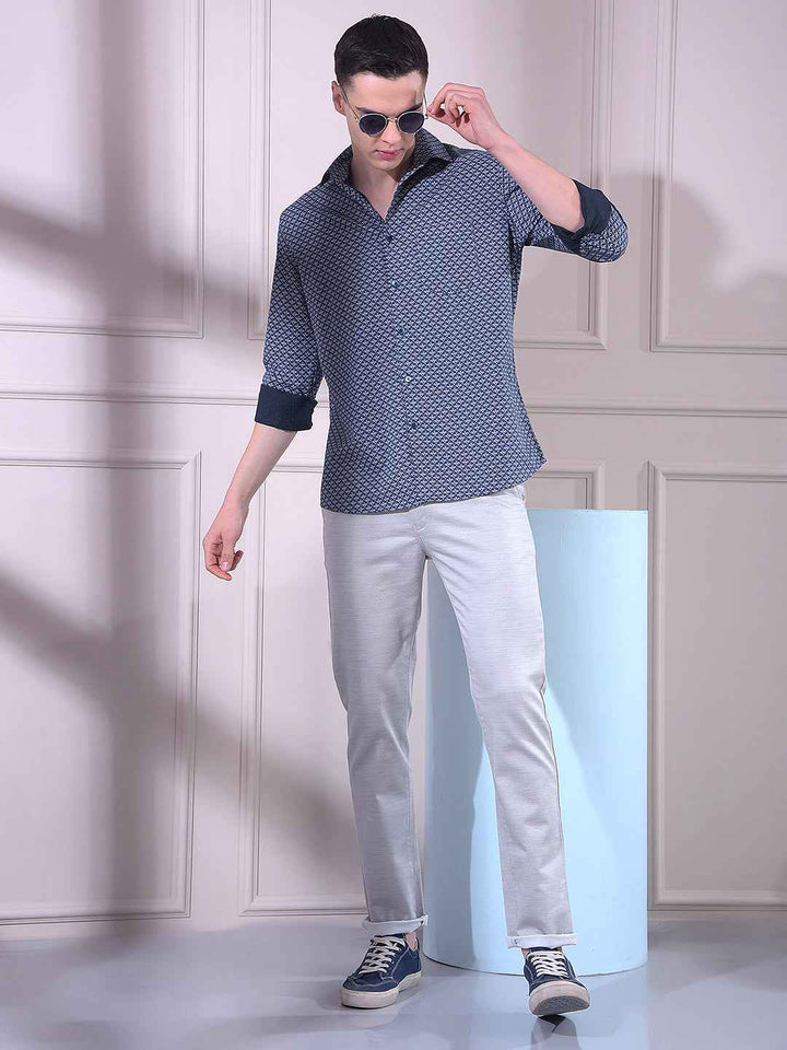 Navy Blue Printed Shirt