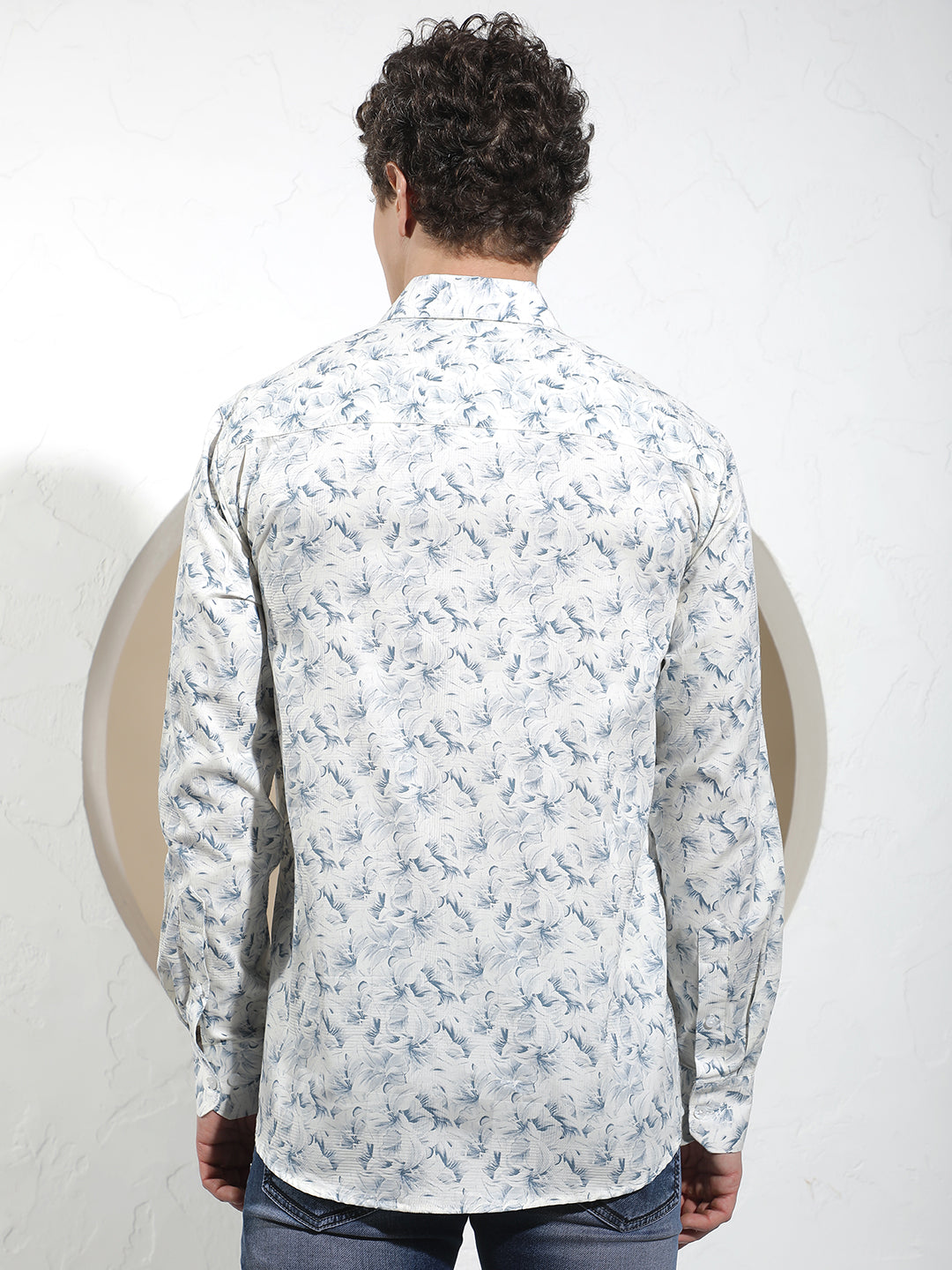 Blue Floral Print 100% Cotton Shirt