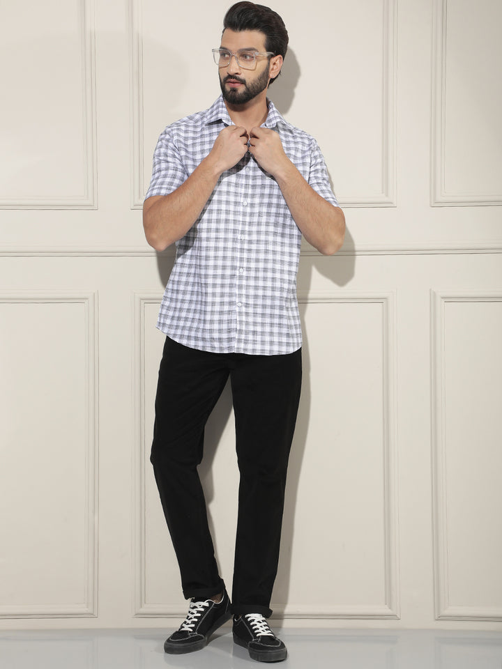 White Checked 100% Cotton Shirt