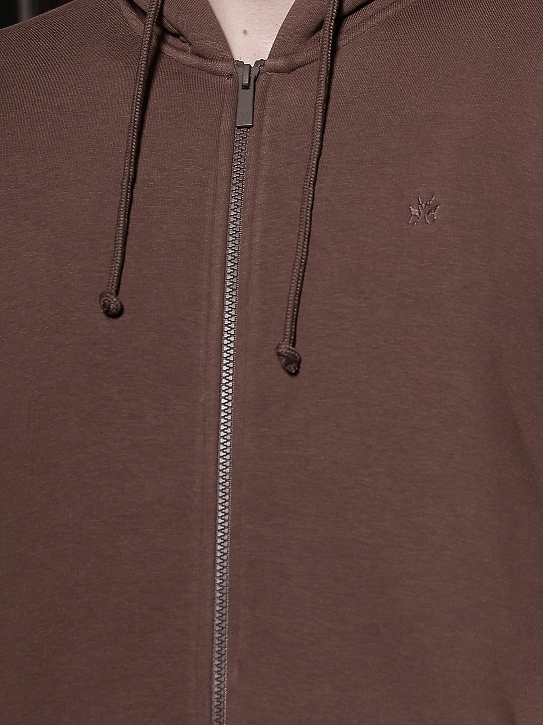 Brown Hooded Neck Front Open Sweatshirt