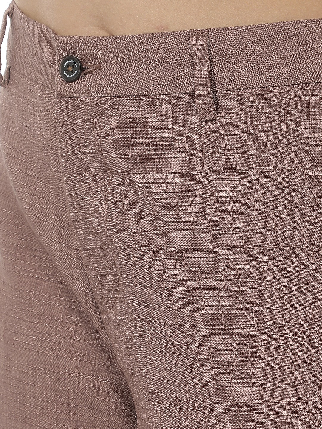 Brown Embroidered 100% Cotton Wide Leg Trousers