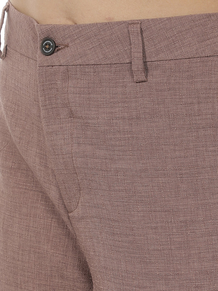 Brown Embroidered 100% Cotton Wide Leg Trousers