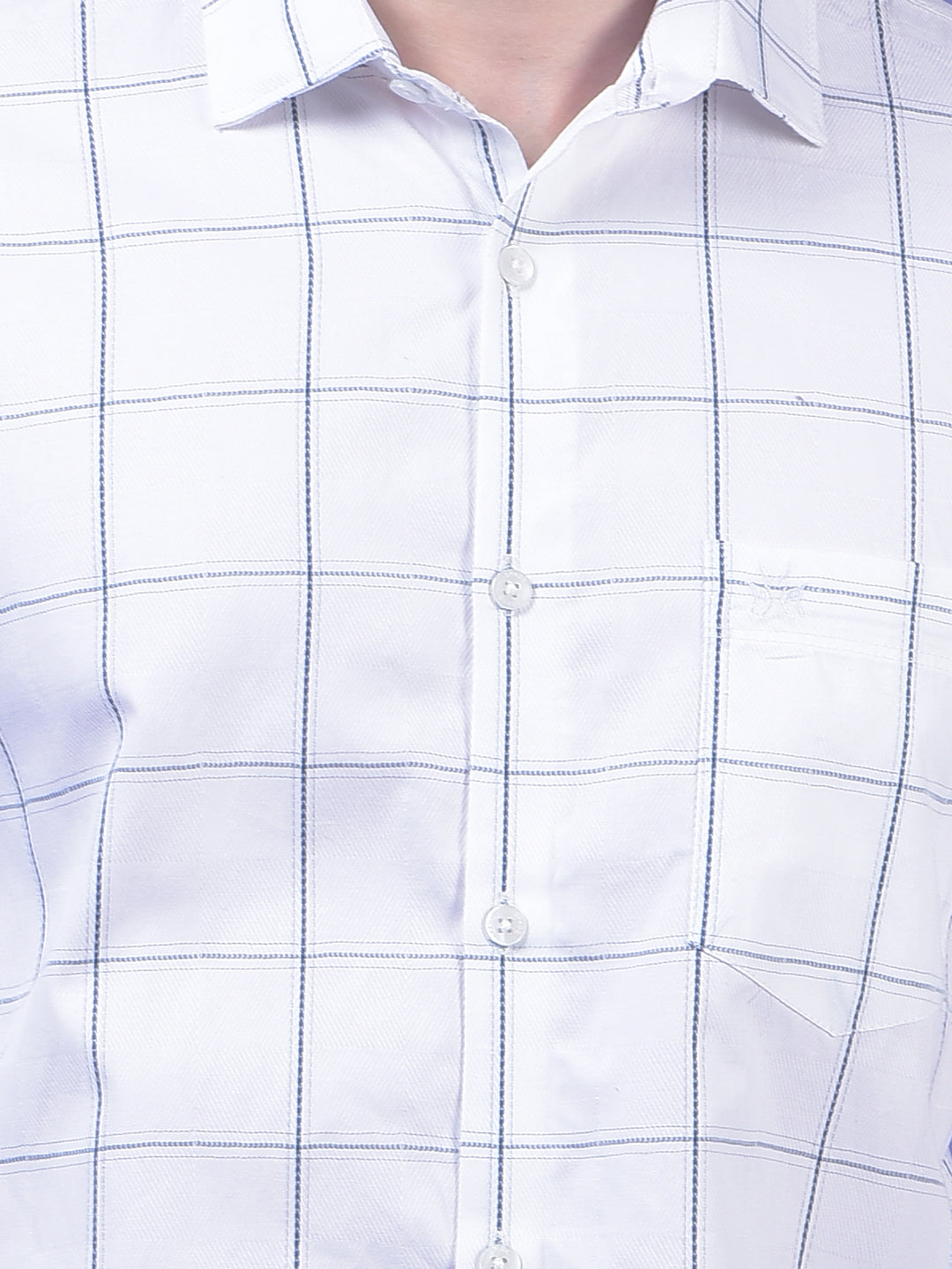 White Windowpane Check 100% Cotton Shirt