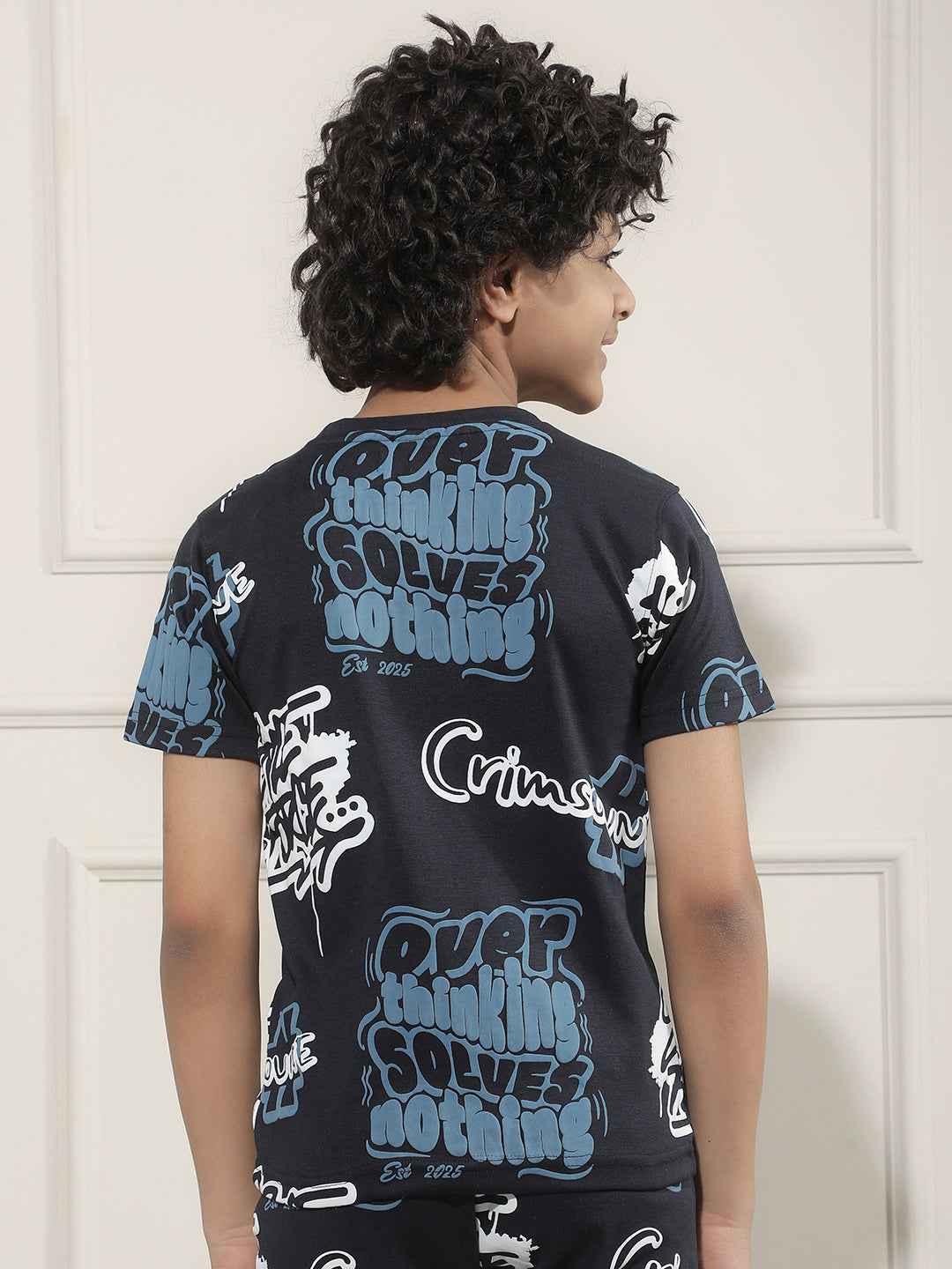 Navy Blue Graphic Print T-Shirt