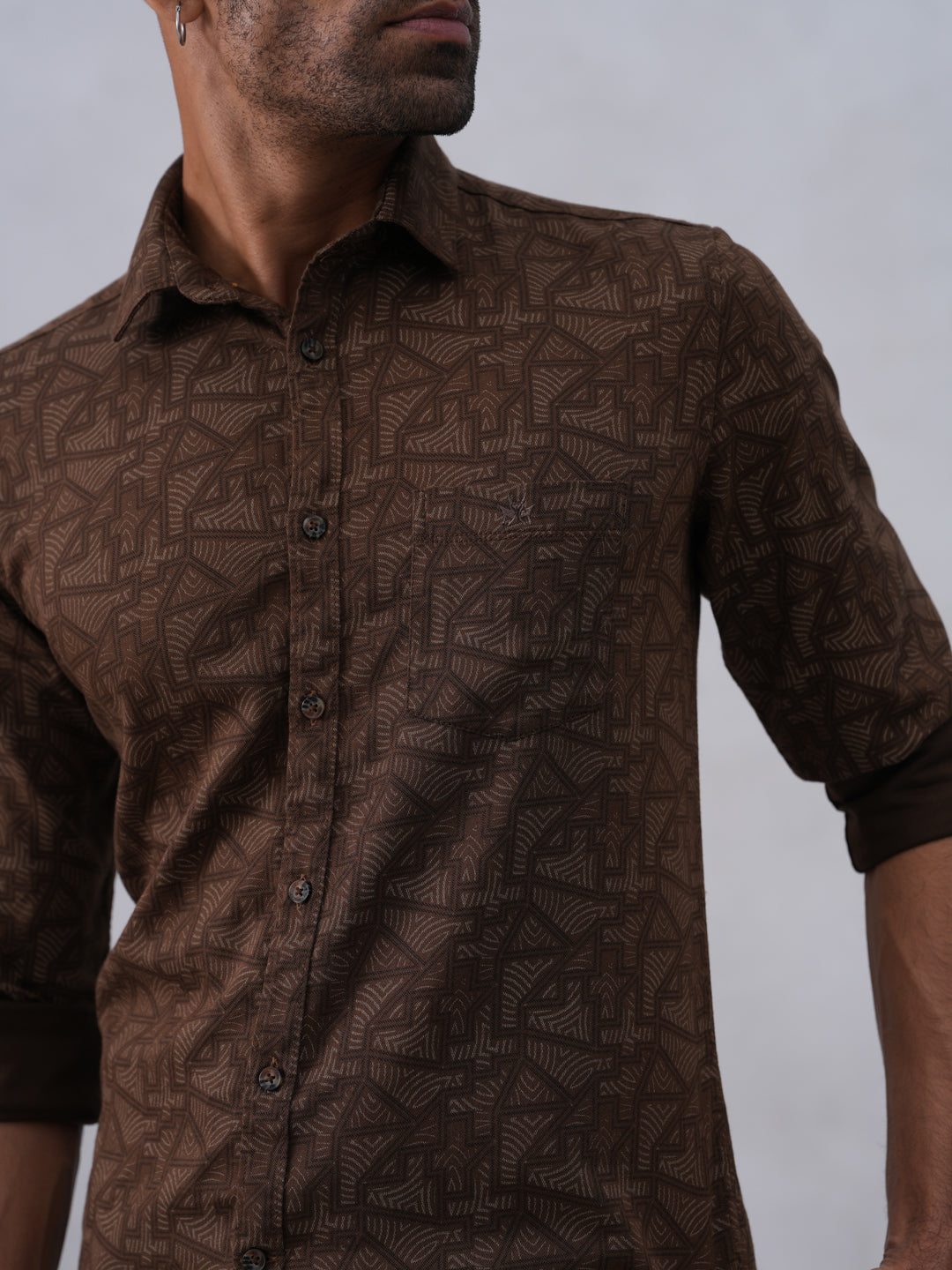 Rustic Brown Printed Shirt