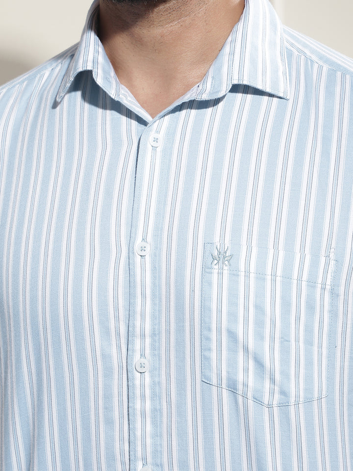 Blue Vertical Striped Shirt