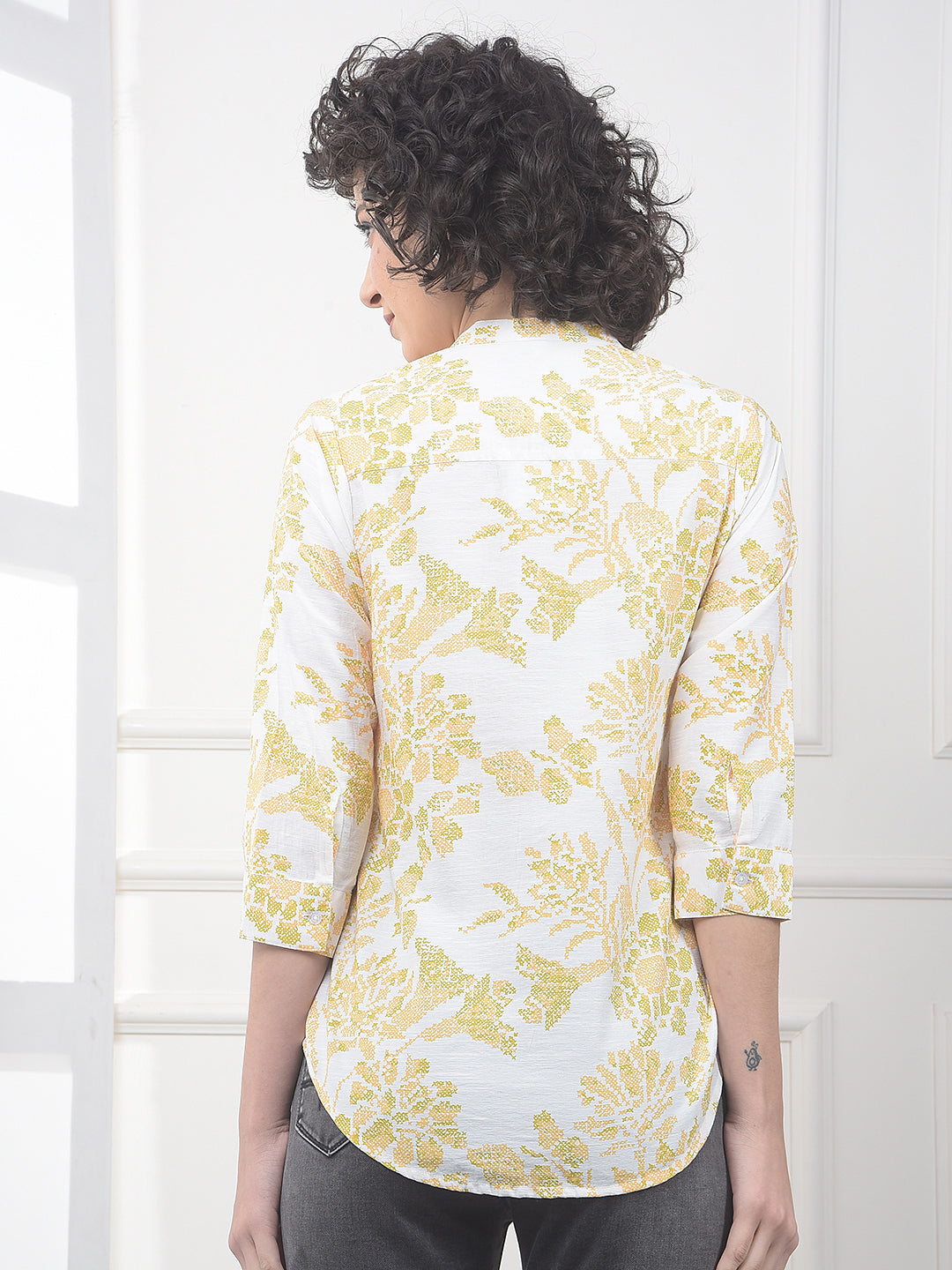 Orange Floral Print Shirt