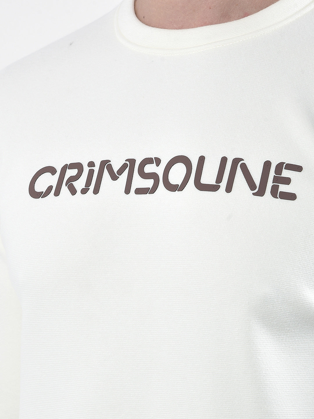 Beige Typographic Print Sweatshirt
