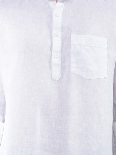White Linen Kurta-Men Kurtas-Crimsoune Club