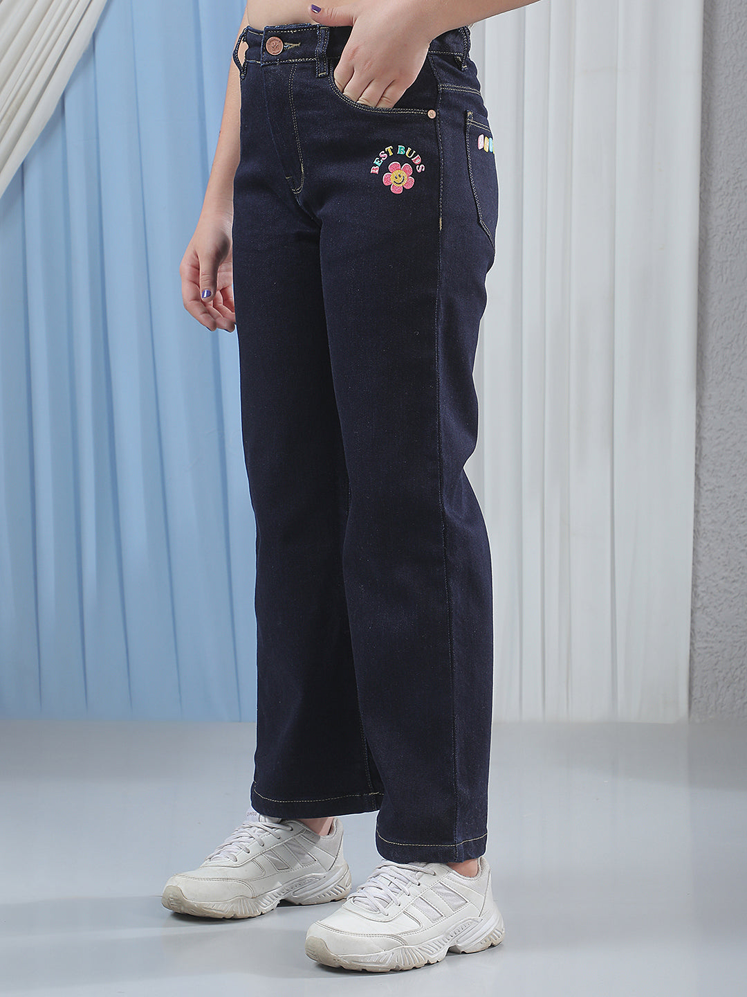Blue Wide Leg Stretchable Jeans