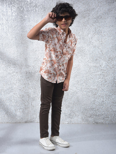 Brown Floral Print Shirt