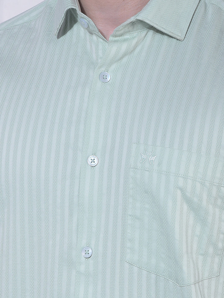 Green Vertical Stripes 100% Cotton Shirt