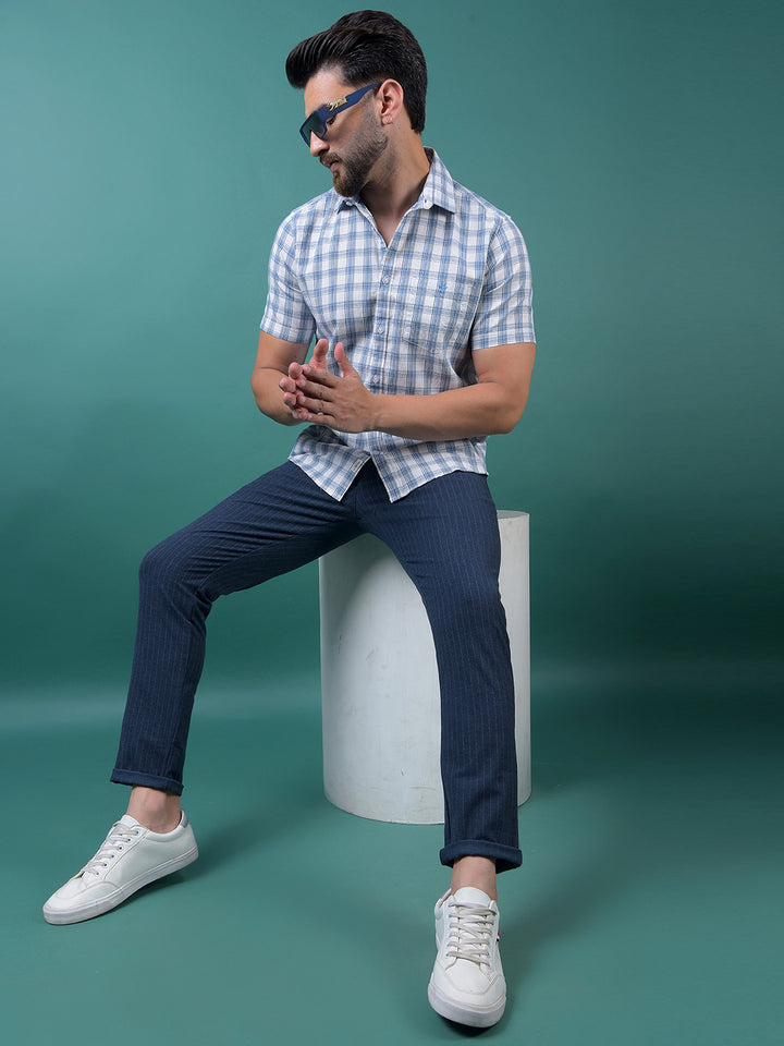 Navy Blue Vertical Stripes Trousers