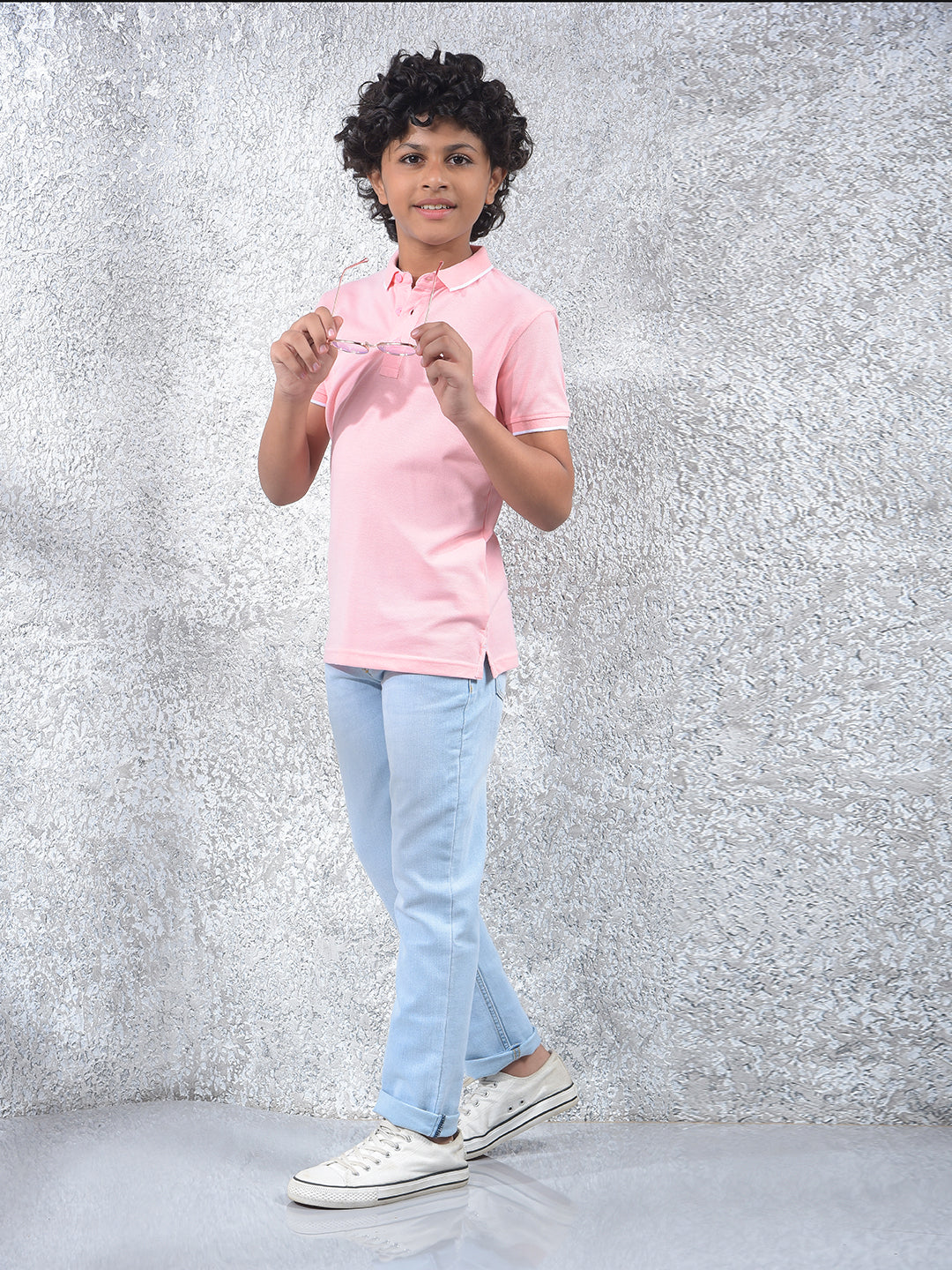 Voltage Track Pink Polo Neck T-Shirt