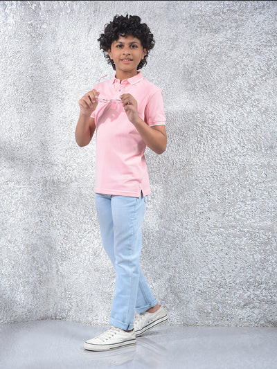 Voltage Track Pink Polo Neck T-Shirt