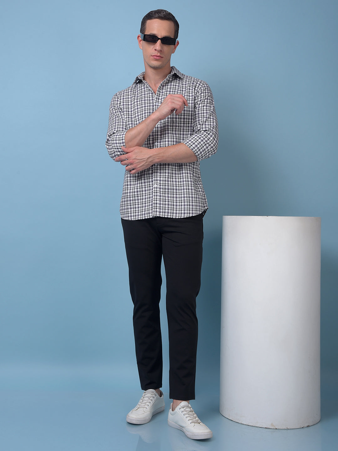 Purple Checked 100% Cotton Shirt