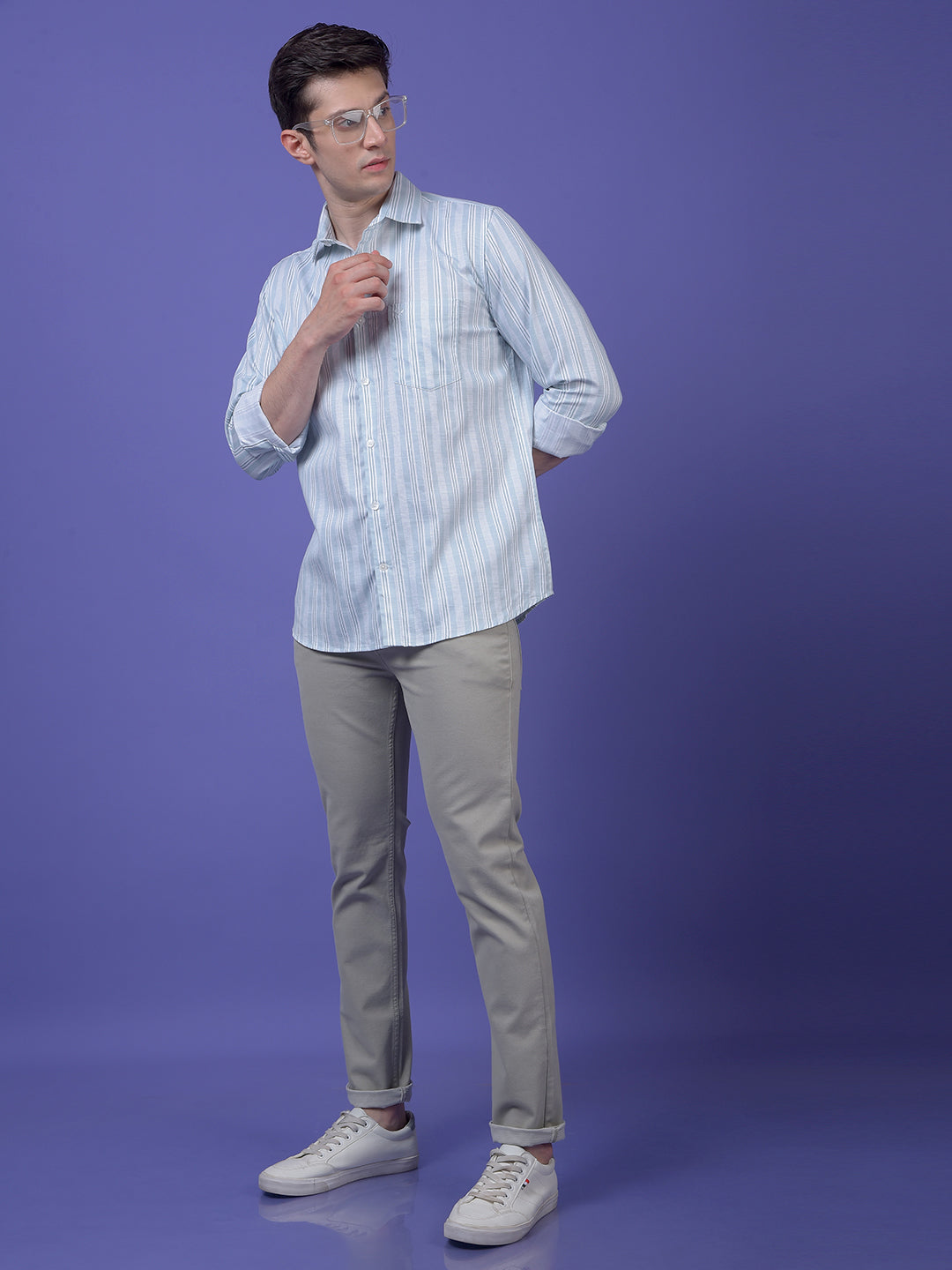 Green Vertical Stripes Shirt