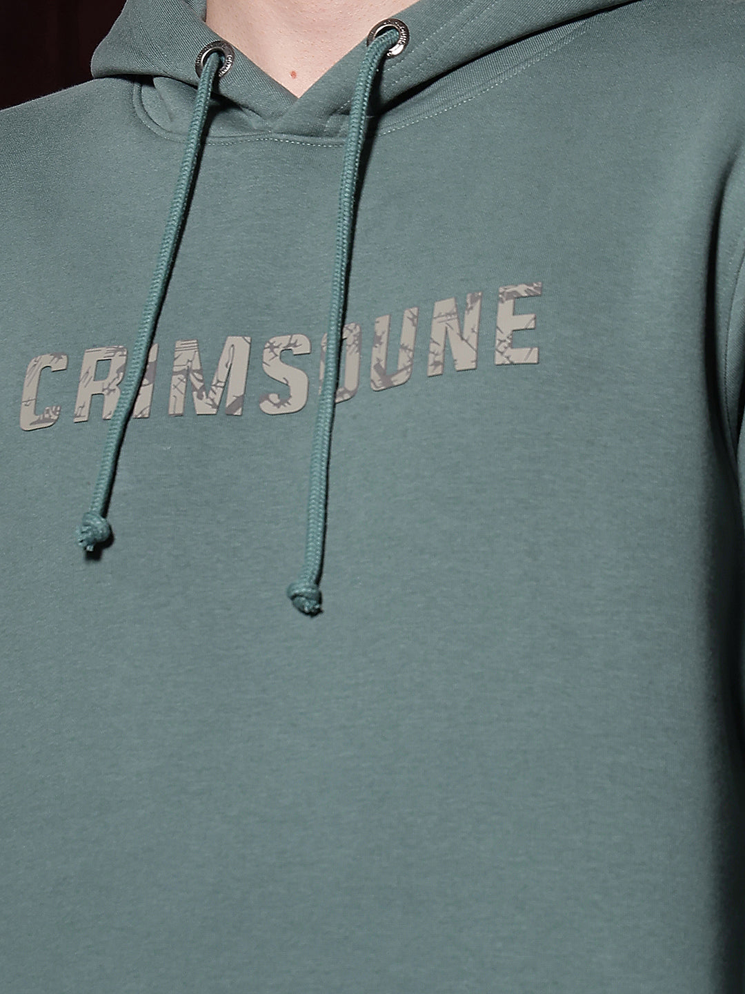 Green Typographic Print Hooded Neck Sweatshirt