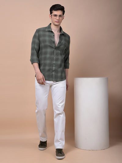 Green Checked 100% Cotton Shirt