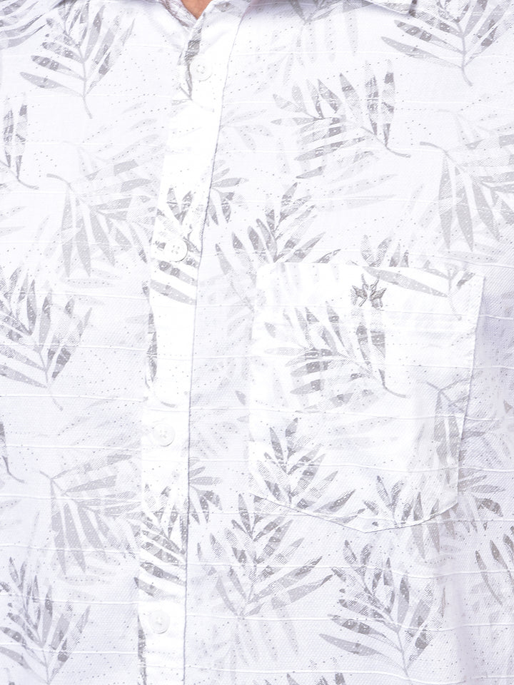 Beige Floral Print 100% Cotton Shirt