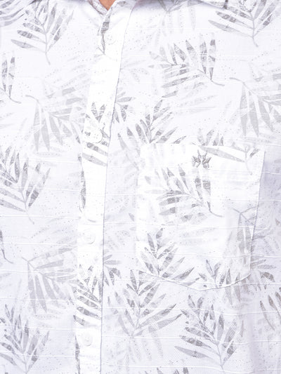 Beige Floral Print 100% Cotton Shirt
