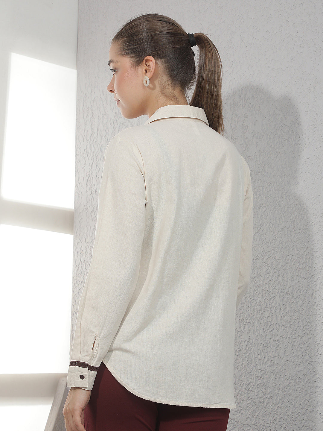 Off White Embroidered Shirt