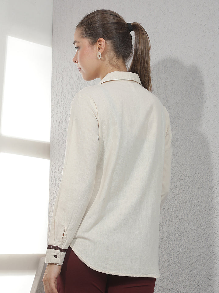 Off White Embroidered Shirt