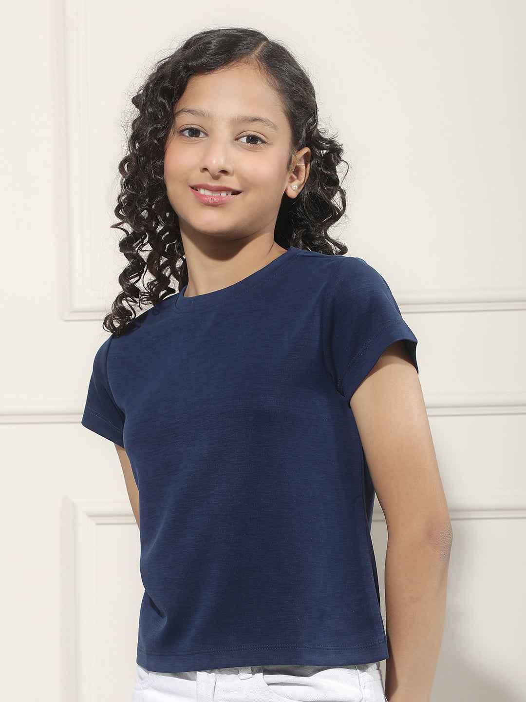 Minimal Blue Crop T-Shirt