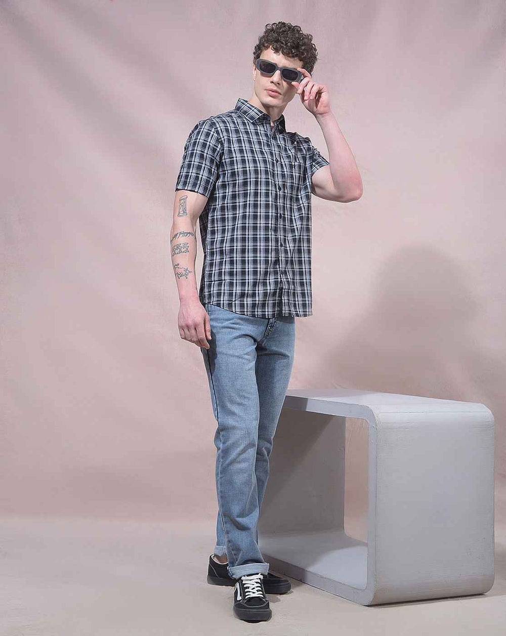 Black Checked 100% Cotton Shirt