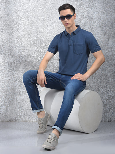 Blue Polo Neck T-Shirt