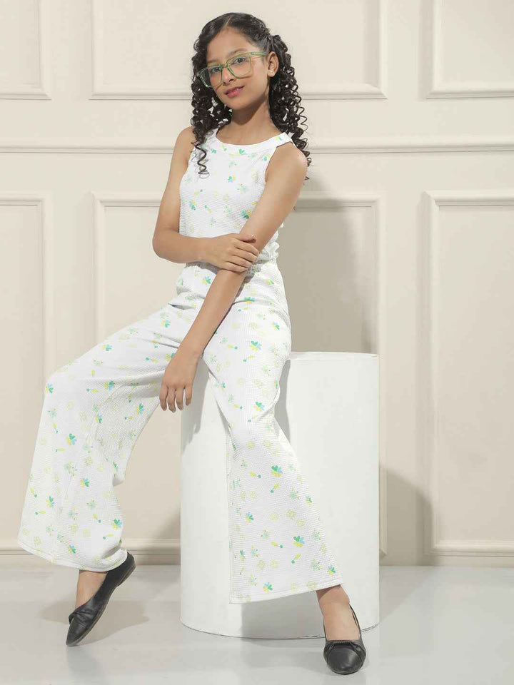 Cream Floral Print Sleeveless Top
