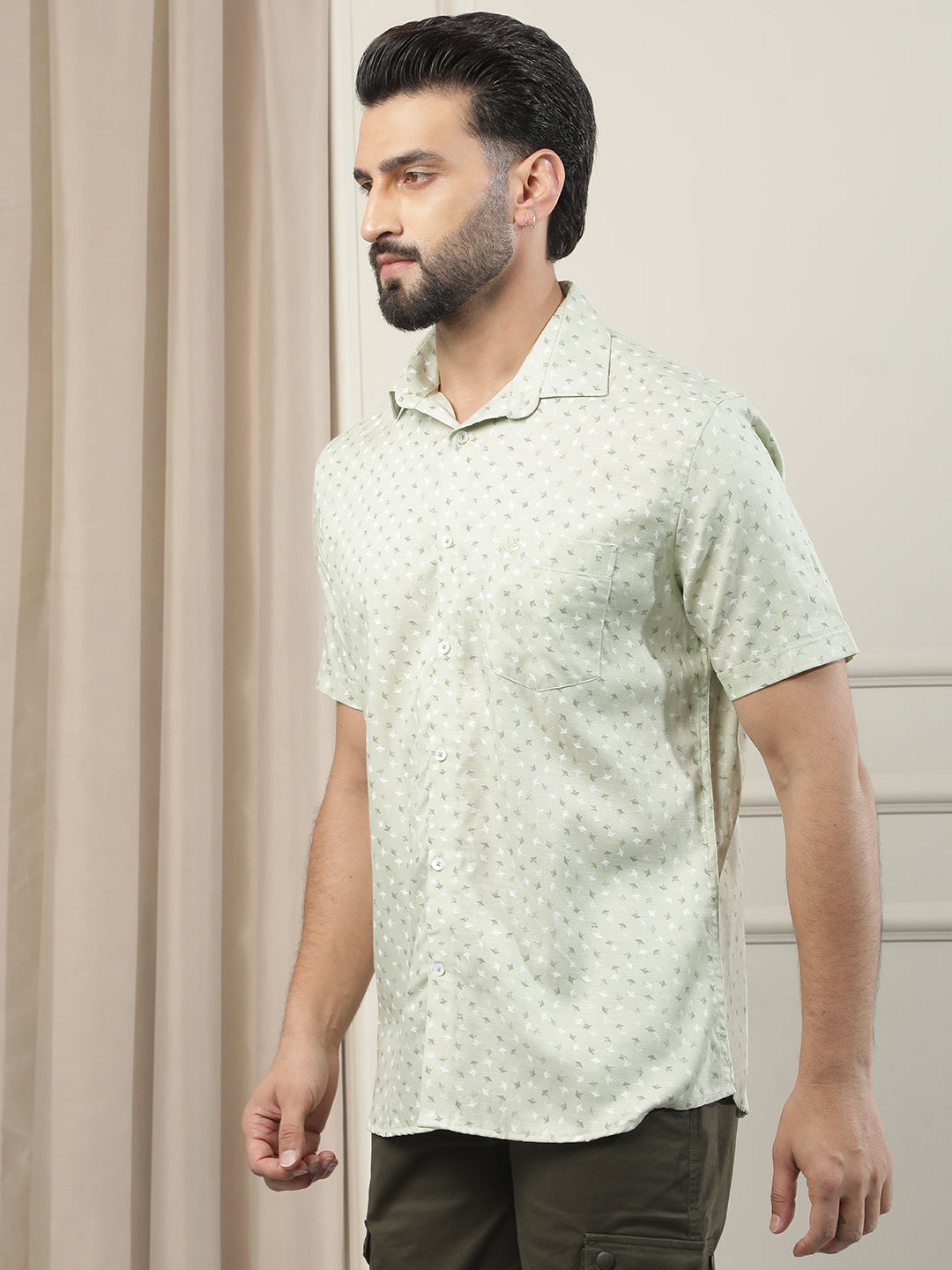 Modern Pine Green Printed Shirt