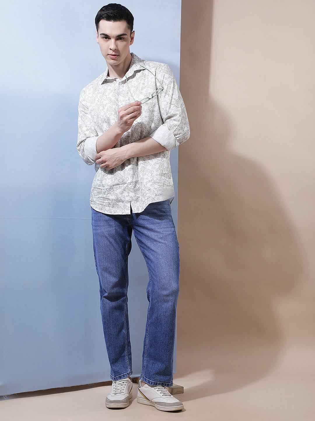 Green Floral Print 100% Cotton Shirt
