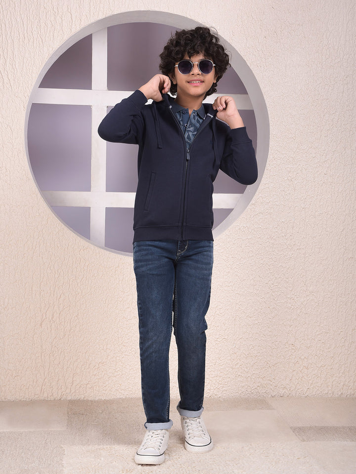 Navy Blue Hooded Neck Sweatshirt