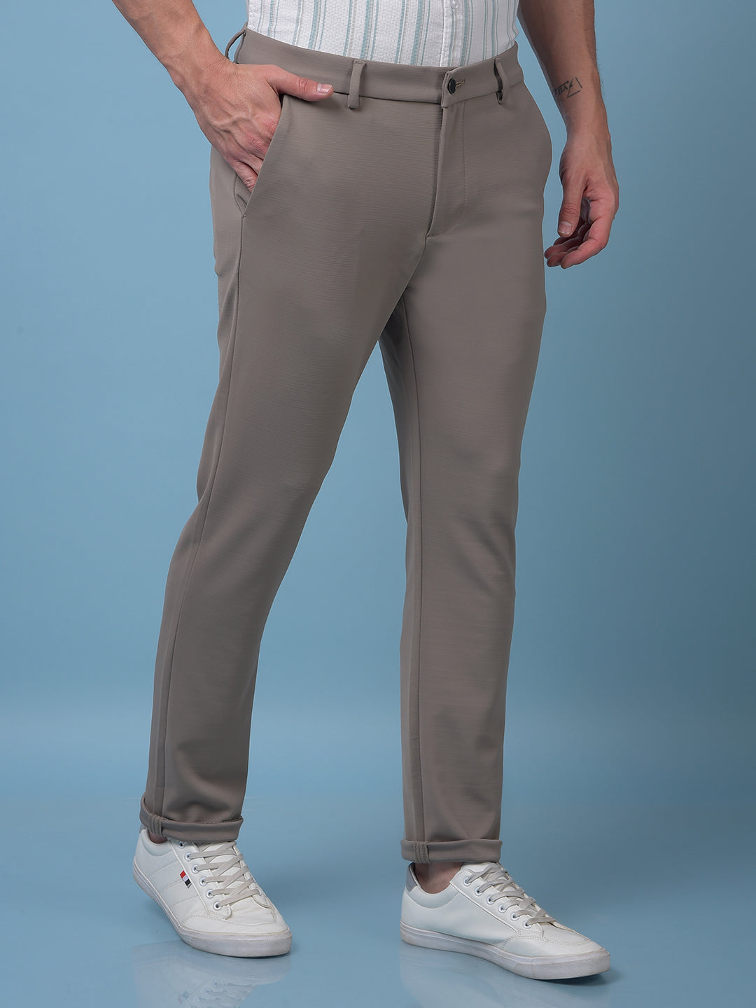 Lush Brown Textured Trousers
