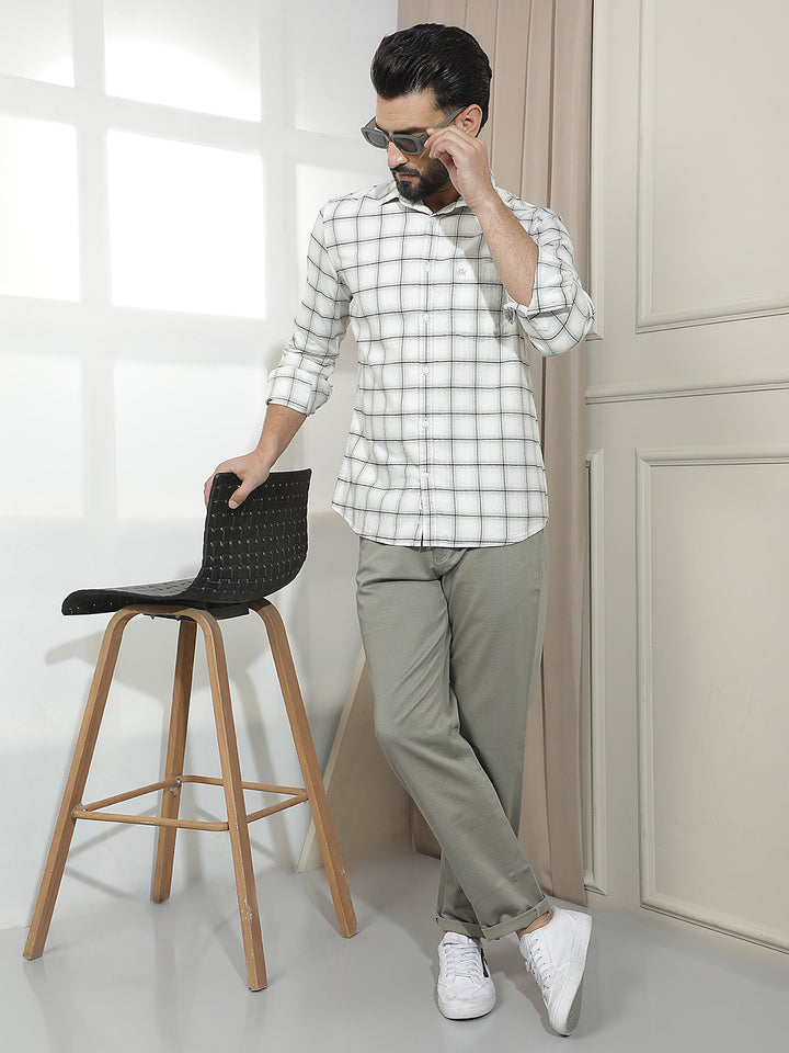White 100% Cotton Checked Shirt