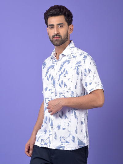 Blue Printed 100% Cotton Shirt