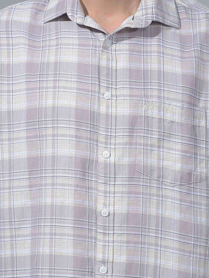 Purple Checked Linen Shirt