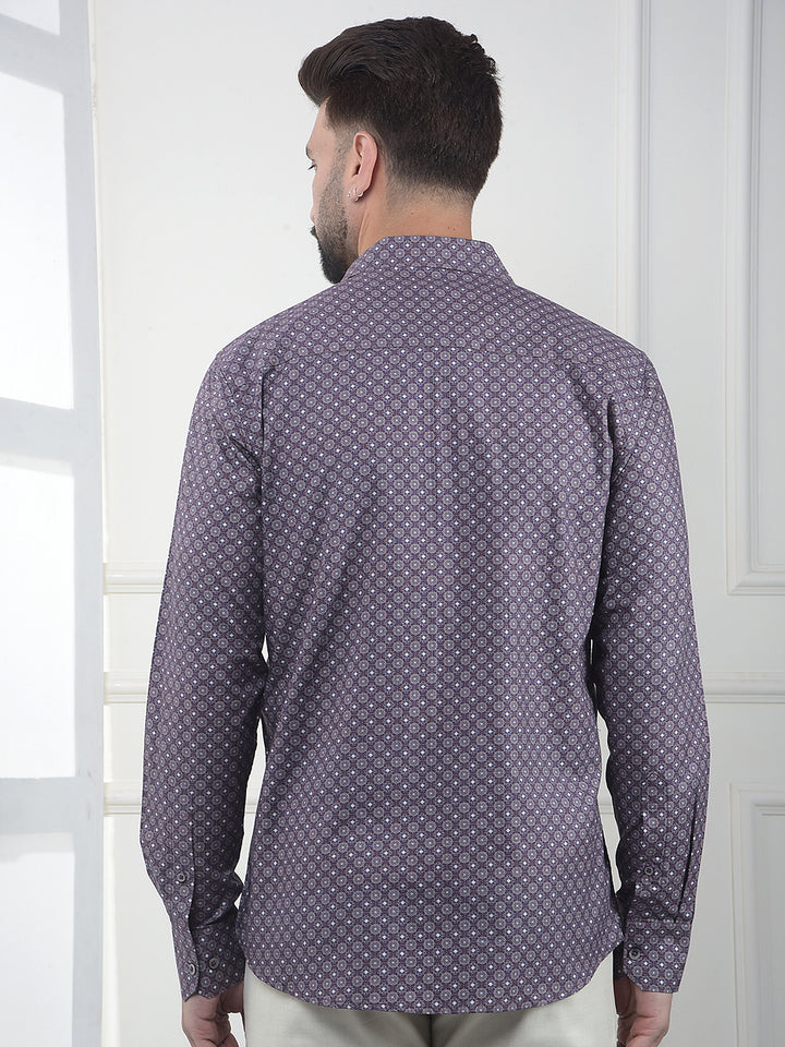 Purple Printed 100% Cotton Shirt